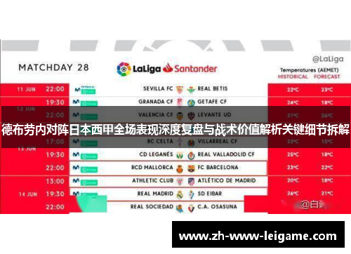 德布劳内对阵日本西甲全场表现深度复盘与战术价值解析关键细节拆解